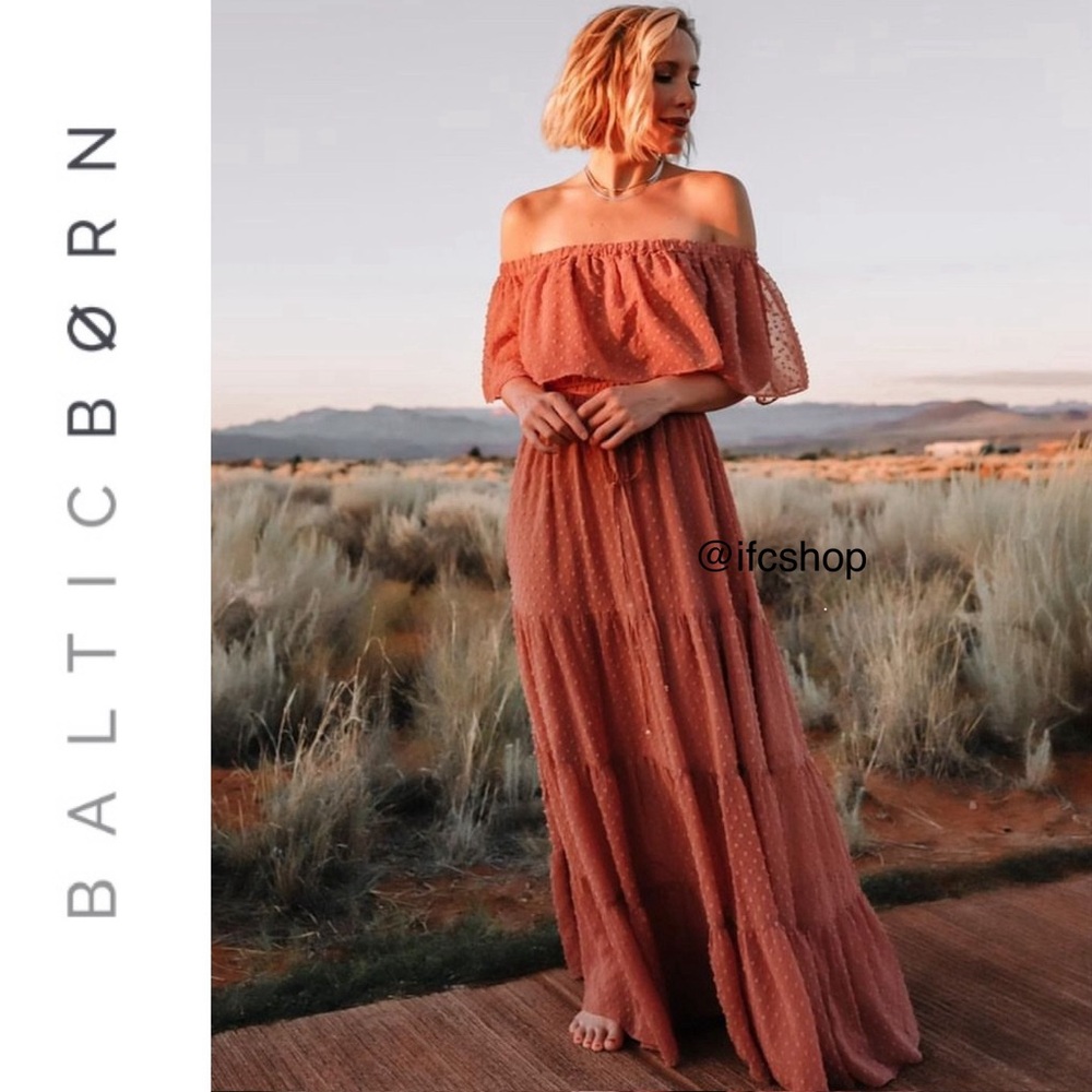 Baltic Born Rust Off-Shoulder Maxi Dress